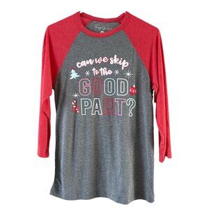 Things She Loves Christmas Tee 3/4 Sleeve (S), Red, Grey / Extra Soft / NWT
